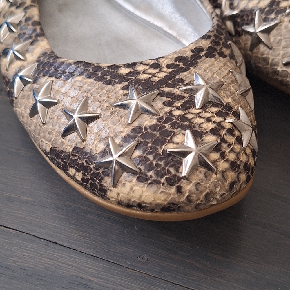 Jimmy Choo Python Flats With Silver Star Grommets… - image 4